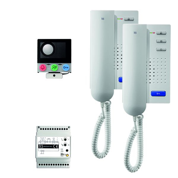 TCS Türkontrollsystem audio:pack Einbau für 2 Wohneinheiten, mit Einbaulautsprecher ASI12000, 2x Türtelefon ISH3130 und Steuergerät BVS20, PAIH020/002
