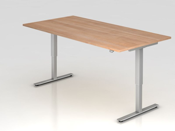 Hammerbacher Sitz-Steh-Schreibtisch elektrisch 200x100cm Nussbaum, Arbeitshöhe 72 - 119 cm, VXMST2E/N/S