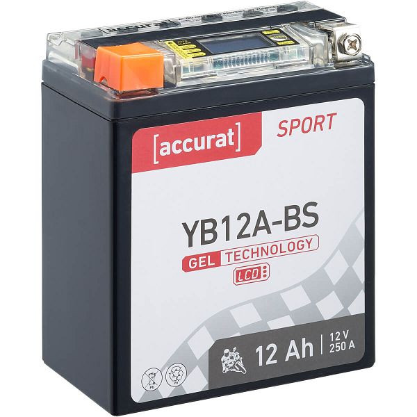 Accurat Sport GEL LCD YB12A-BS Motorradbatterie 12Ah 12V 250A YB12A-A, MBG-LCD-YB12A