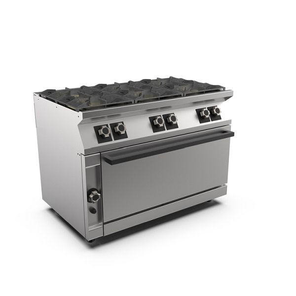 Mareno M1-900 Gasherd 6 Brenner, extra breiter Gasbackofen mit Elektrogrill, 120cm, PC912GFGMG, 191.114