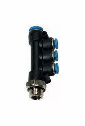 Riegler T-Mehrfachverteiler mit Außengewinde, zylindrisch, mit O-Ring (NBR), drehbar, 109727