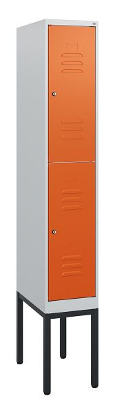 C+P Doppelstöckiger Spind Classic PLUS, Gestell, 1950x300x500mm, 7035/2004, Zylinderschlösser, 0803305-10 S10062