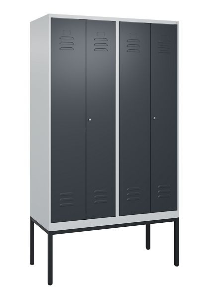 C+P Umkleidespind Classic PLUS SW, Gestell, 4 Abteile, 2120x1200x500mm, 7035/7016, Zylinderschlösser, 0800327-40 S10023