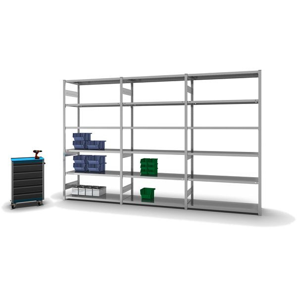 hofe Fachboden-Grundregal, 2500x500x1300 mm, 6 Fachebenen, verzinkt, 330 kg Fachlast, 2100 kg Feldlast, zweiseitige Bedienung, HZG25513AS