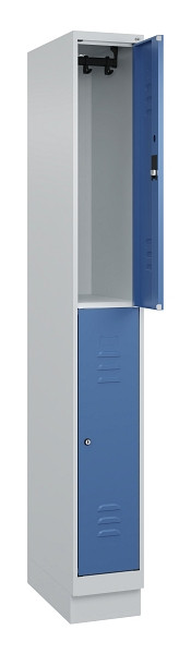 C+P Doppelstock-Spind Classic PLUS, Sockel, 1 Abteil, 1950x250x500mm, 7035/5023, 080320-19 S10020