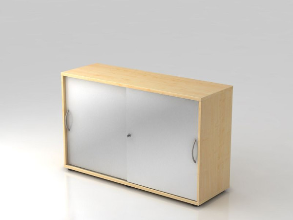 Hammerbacher Schiebetürschrank 2OH 120cm Bogengriff Ahorn/Silber, 120x40x74,8 cm (BxTxH), V1752S/3/S/BM