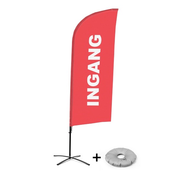 Showdown Displays Beachflag Alu Wind Komplett-Set Eingang Rot Niederländisch Kreuzständer, BFAW310-CB30-WB-I128