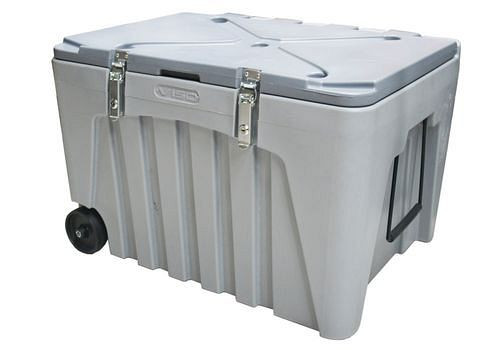 DENIOS Universalbox aus Kunststoff (PE), grau, abschließbar, mit Rollen, 167 Liter, 247-514