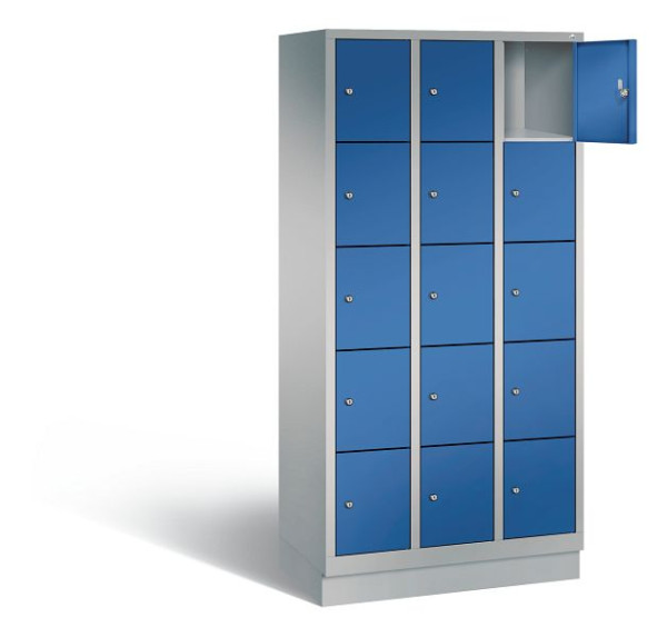 C+P Schließfachschrank Evolo, H1800xB900xT500mm, Farbe: Weißaluminium / Enzianblau, 48020-305 S10192
