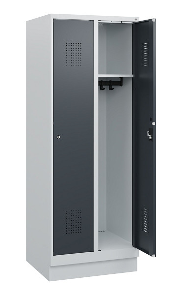 C+P Spind Evolo PLUS, Sockel, 2 Abteile, 1630x600x500mm, 7035/7016, Zylinderschloss, 0490205-20 S10039