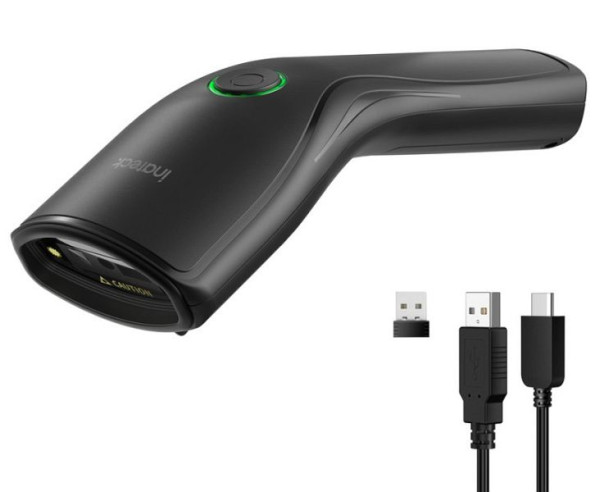 inateck 1D/2D/QR Bluetooth Tragbare Scanner, mit USB und 2.4G, mit Abnehmbarem 800-mAhAkku, N6057_black