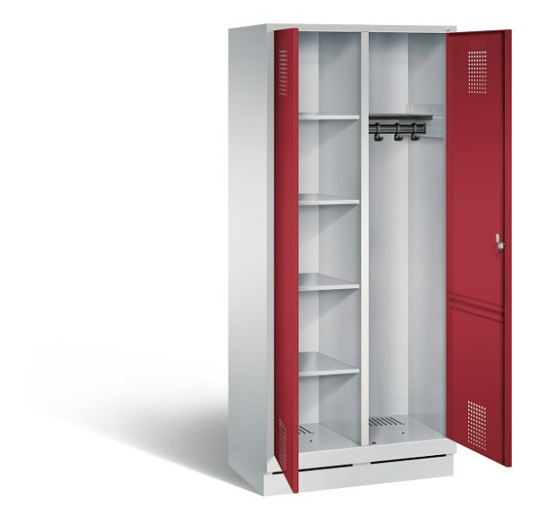 C+P Putzmittel-Spind Evolo, H1800xB810xT500mm, Farbe: Lichtgrau / Rubinrot, 48160-22 S10061