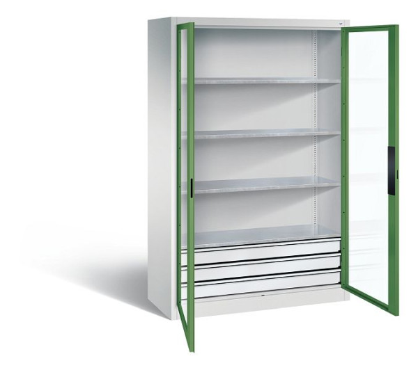 C+P Werkzeugschrank Acurado, H1950xB1200xT500mm, Farbe: Lichtgrau / Resedagrün, Muldengriff, 8931-553 S10092