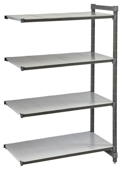Cambro Camshelving® Basics Plus geschlitzte Anbaueinheit, 180 kg pro Fachboden, 4 Fachböden, 36x102,3x163 cm, CBA144264V4580