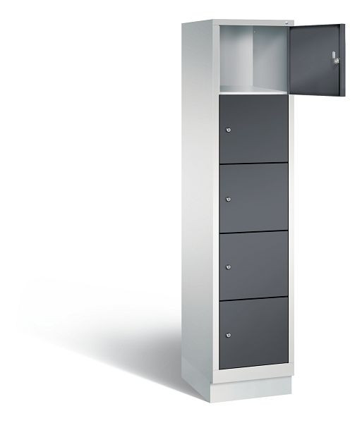 C+P Schließfachschrank Evolo, H1800xB420xT500mm, Farbe: Lichtgrau / Schwarzgrau, 48020-125 S10073
