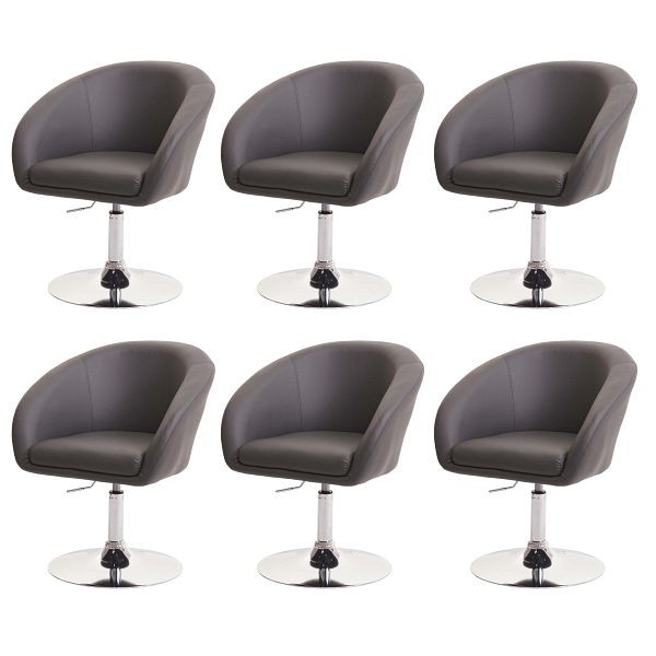 Mendler 6er-Set Esszimmerstuhl HWC-F19, Küchenstuhl Drehstuhl Loungesessel, drehbar höhenverstellbar, Kunstleder grau, 6x75709
