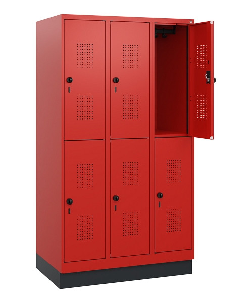 C+P Doppelstöckiger Spind Evolo PLUS, Sockel, 6 Fächer, 1630x900x500mm, 3020/302, Drehriegel, 0493205-30 S10034