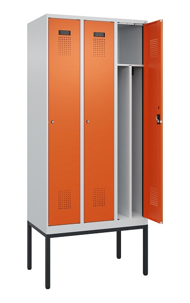 C+P Spind Evolo PLUS, Gestell, 3 Abteile, 2120x900x500mm, 7035/2004, Verschluss Zylinderschloss, 0490307-30F S10029