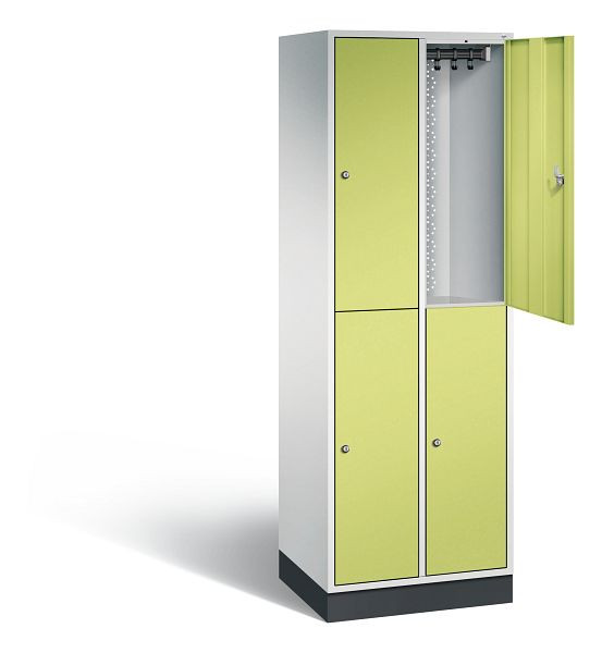 C+P Spind doppelstöckig Intro, H1950xB620xT490mm, Farbe: Lichtgrau / Viridingrün, 8270-201 S10052