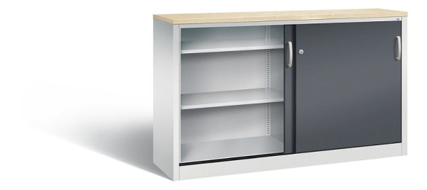 C+P Sideboard mit Schiebetüren Acurado, H1000xB1600xT400mm, Farbe: Lichtgrau / Schwarzgrau, Bügelgriff, 2146-00 S10188