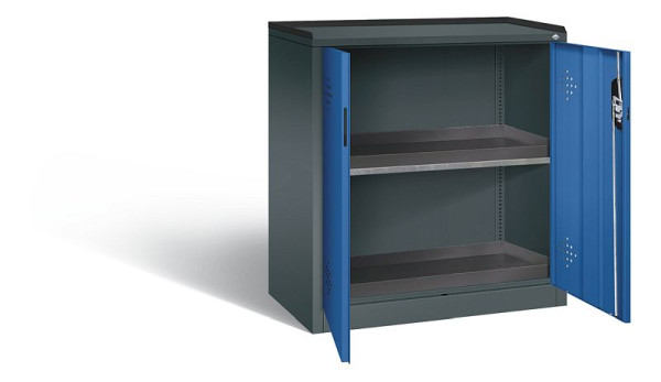 C+P Umweltschrank Acurado, H1000xB930xT500mm, Farbe: Anthrazitgrau / Enzianblau, Muldengriff, 8821-316 S10100