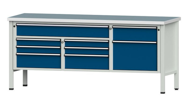 ANKE Werkbänke Kastenwerkbank, Modell 282 V, 2000 x 700 x 890 mm, RAL 7035/5010, UBP 40 mm, 304.541