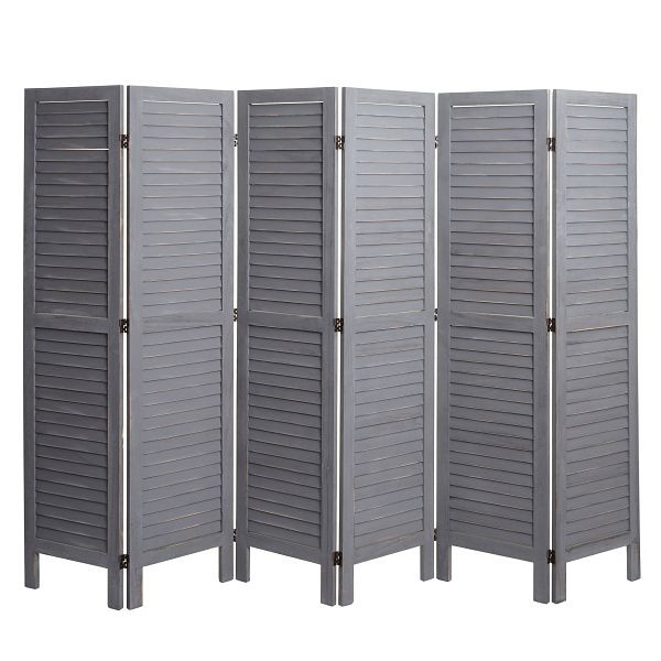 Mendler Paravent HWC-G30, Trennwand Sichtschutz Raumteiler, Shabby-Look 170x240cm, grau, 67532