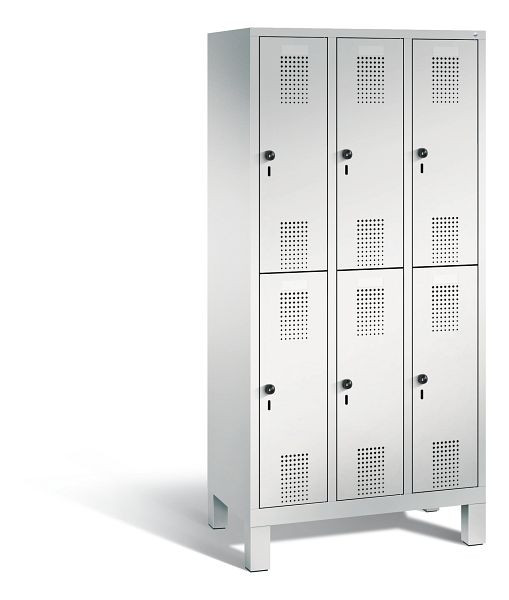 C+P Spind doppelstöckig Evolo, 3 Abteile, H1850xB900xT500 mm, Grau, 48310-30 S10006