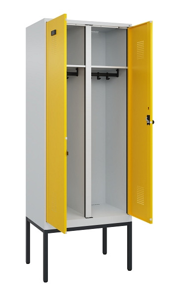 C+P Schwarz-Weiß-Spind Evolo PLUS, Gestell, 2 Abteile, 2120x800x500mm, 7035/1023, Drehriegel, 0490327-22 S10001
