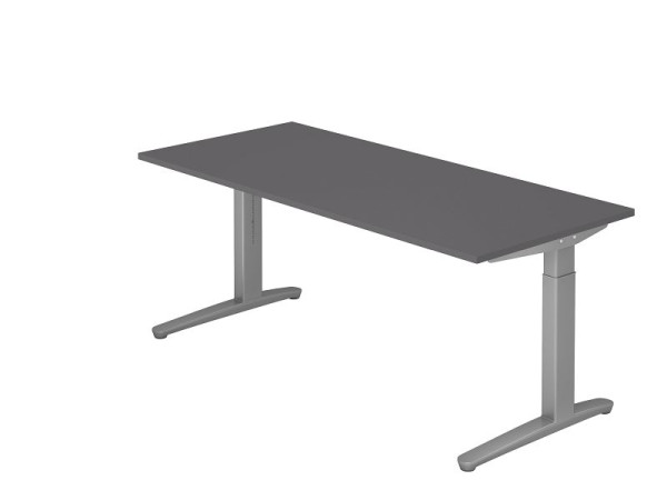 Hammerbacher Schreibtisch C-Fuß 180x80cm Graphit/Silber, Rechteckform, VXB19/G/SS