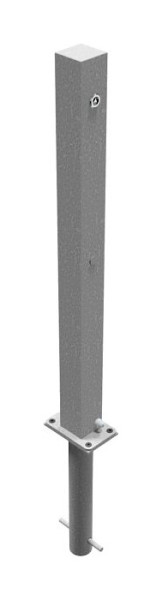 Schake Absperrpfosten Stahlrohr 70 x 70 mm umlegbar, mit 8 mm Dreikantverschluss, zum Einbetonieren mit Bodenhülse Typ 4, 470UNH