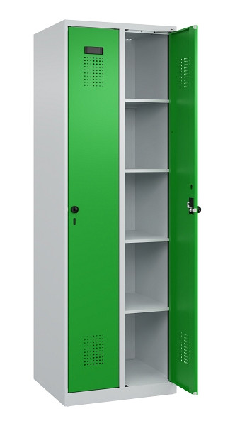 C+P Wäsche-Spind Evolo PLUS, 2 Abteile, 1850x600x500mm, 7035/6037, Verschluss Drehriegel, Ablageböden 8, 049000-20B S10011