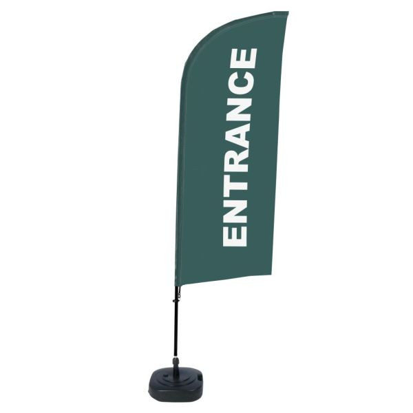 Showdown Displays Beachflag Alu Wind Komplett-Set Eingang Grau Englisch, BFAW310-WT21-I120