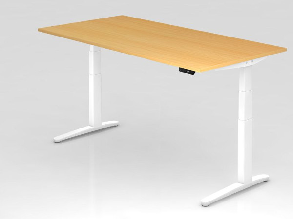 Hammerbacher Sitz-Steh-Schreibtisch elektrisch 200x100cm Buche/weiß, Rechteckform, VXBHM2E/6/WW
