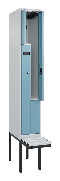 C+P Z-Spind Evolo PLUS, Bank, 2 Fächer, 2120x300x815mm, 7035/0010, Zylinderschloss, Material Sitzfläche Kunststoff, 0490437-102 S10090