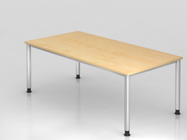 Hammerbacher Schreibtisch 4 Fuß rund 200x100cm Ahorn/Silber, Rechteckform, VHS2E/3/S