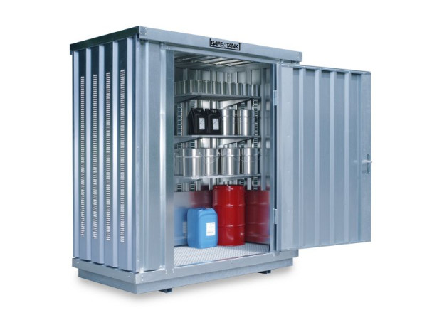 SÄBU SAFE Tank 300 (Außenaufstellung), verzinkt, montiert, nicht isoliert PLG, 2.100 x 1.140 x 2.300 mm, Einflügeltür auf der 2 m Seite, F219600101