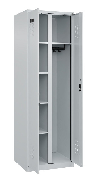 C+P Wäsche-/Garderobenspind Evolo PLUS, 2 Abteile, 1850x600x500mm, 7035/7035, Zylinderschloss, 049600-20 S10040