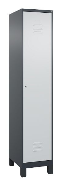 C+P Umkleidespind Classic PLUS mit Mitteltrennwand, Füße, 1950x400x500mm, 7016/7035, Zylinderschloss, 080010-12F S10004