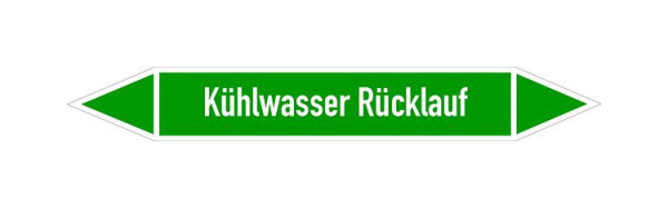 Schilder Klar Rohrleitungskennzeichen Kühlwasser Rücklauf, 187x26 mm Folie selbstklebend, 101449/61