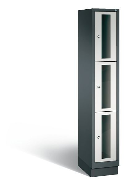 C+P Schließfachschrank Classic, 3 Fächer, H1800xB320xT500 mm, Anthrazit/Grau, 8020A103 S10021