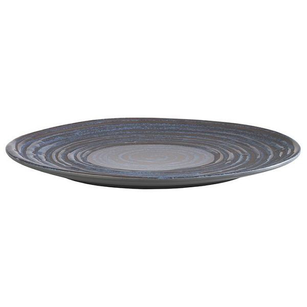 APS Teller -LOOPS-, Ø 27 cm, Höhe: 2 cm, Melamin, innen: Dekor, dunkelblau, außen: dunkelgrau, 85028