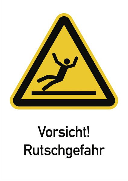 Moedel Vorsicht! Rutschgefahr ISO 7010, Kombischild, Aluminium, 262x371 mm, 98967