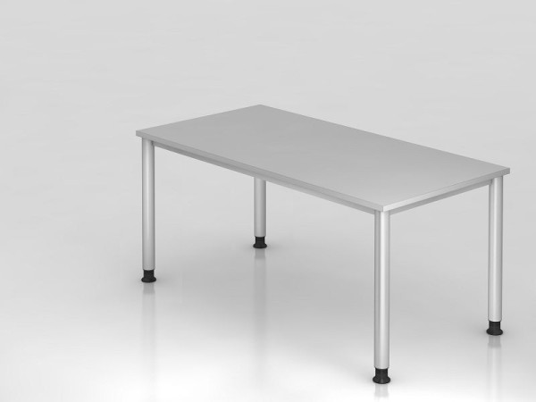 Hammerbacher Schreibtisch 4 Fuß rund 160x80cm Grau/Silber, Rechteckform, VHS16/5/S