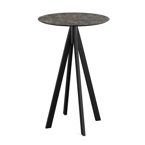 Feros Infinity Stehtisch Schwarz gestell + Galaxy Marble HPL Ø70 cm, 120041570