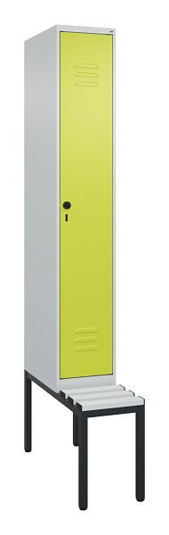 C+P Umkleidespind Classic PLUS mit Mitteltrennwand, Bank, 2120x300x815mm, 7035/0024, Drehriegel, 0800507-10F S10040
