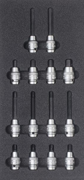 SW-Stahl Werkstattwagensortiment, Schraubendreheinsätze 1/2", Innensechskant, 14-teilig, Z3013-20