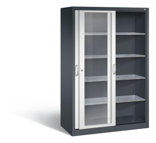 C+P Schiebetürenschrank Acurado, H1950xB1200xT600mm, Farbe: Schwarzgrau / Lichtgrau, Bügelgriff, 2069-055 S10034