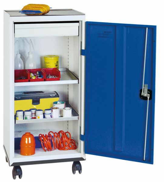 stumpf Werkzeug- und Materialschrank Serie 2000, 7035/5010, 1 Schublade, 2 Fachböden, Rolluntersatz, 2093174