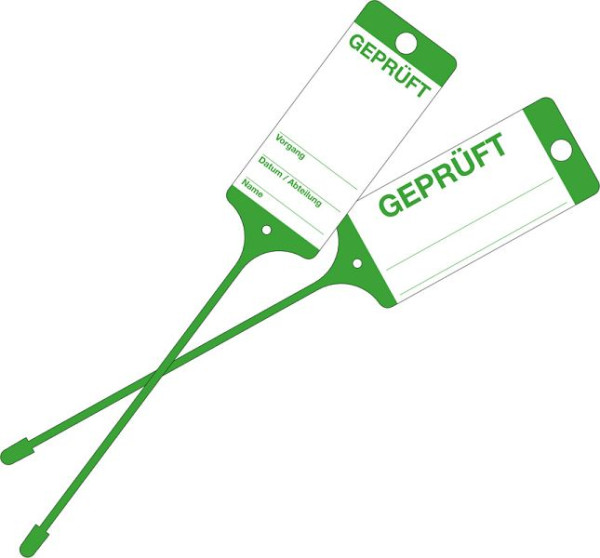 Eichner Wetterfeste PP-Warenanhänger, Grün, Bedruckung: Geprüft, VE: 100 Stück, 9219-00773